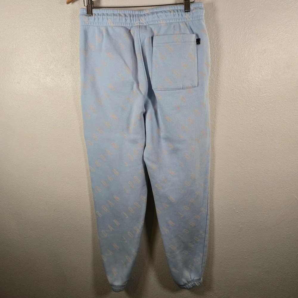 Jordan Jogger Pants Mens Medium Blue Fleece‎ Allover Jordan Logo Sweatpants